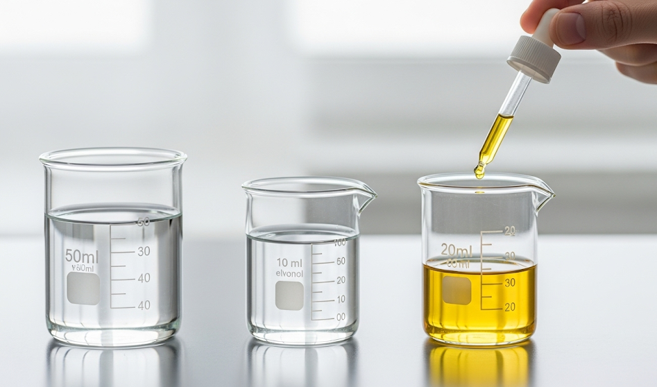 試行錯誤の末に発見した黄金比率:精製水50ml、無水エタノール10ml、精油20滴